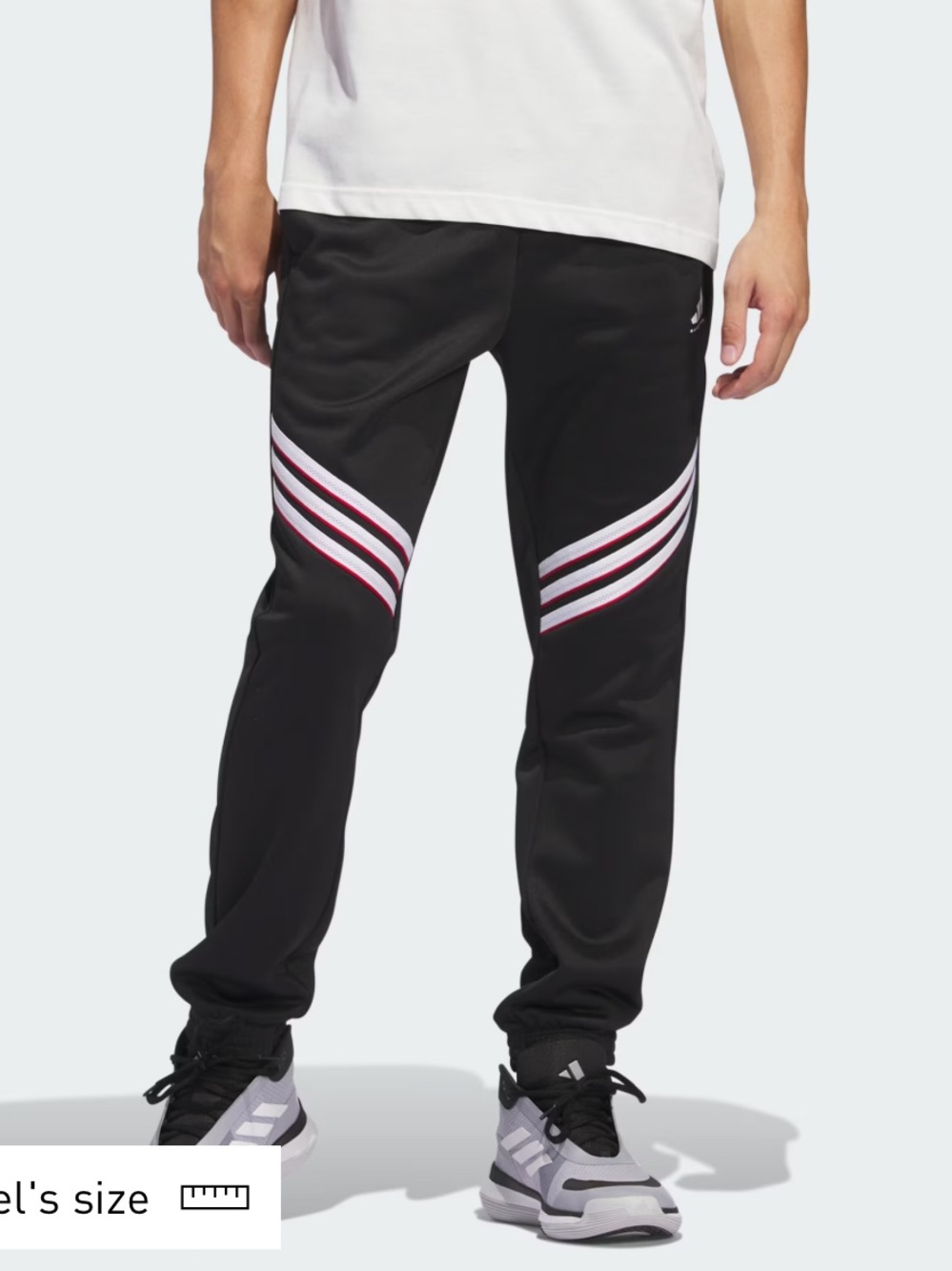 adidas Black Sweatpants with White and Pink Stripe Accents